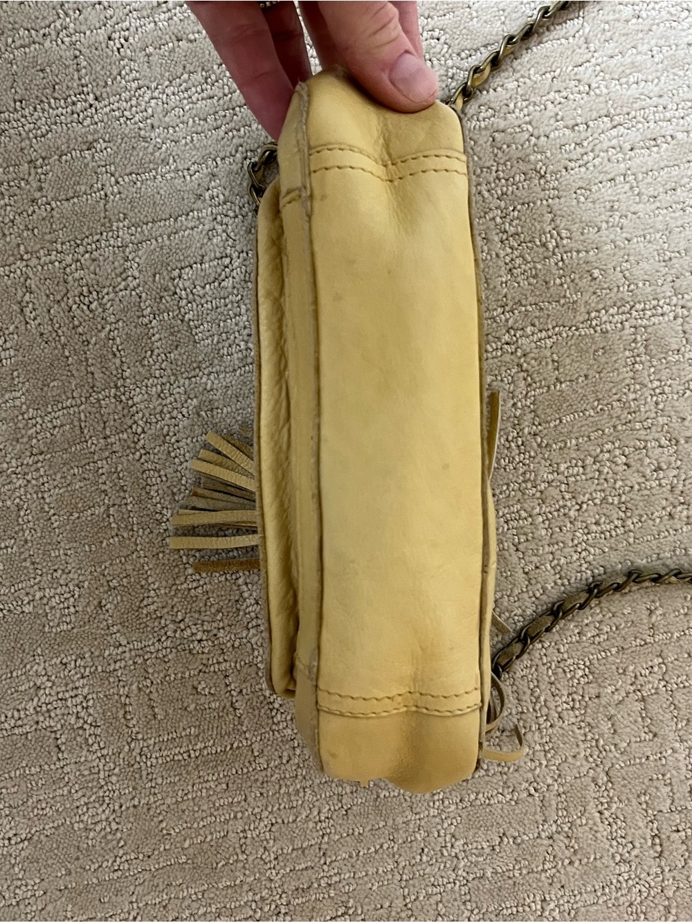 Day & Mood Yellow Leather Crossbody with Tassel Pocket Accent - Picture 5 of 5